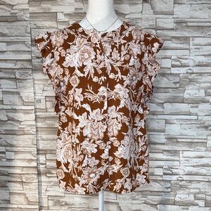 WONDERLY Floral Brown and White Women's Top